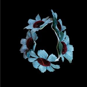 Floral pony tail  scrunchi with Blue Flowers